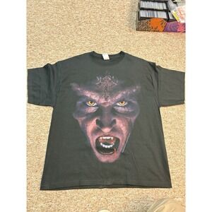 Vintage Fashion Victim Demonic Vampire Devil Face Graphic T-Shirt Black XL